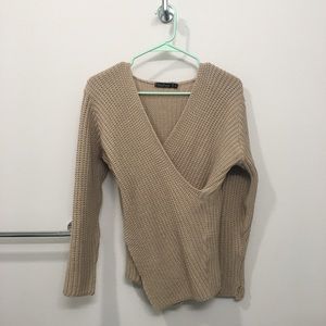 Boohoo cross front V-neck sweater
